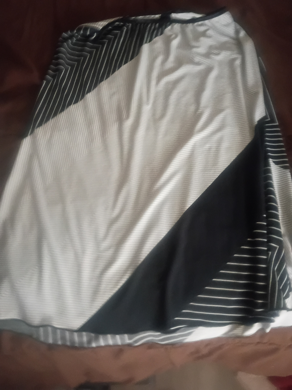 Black and White Diagonal Stripe A-Line Skirt